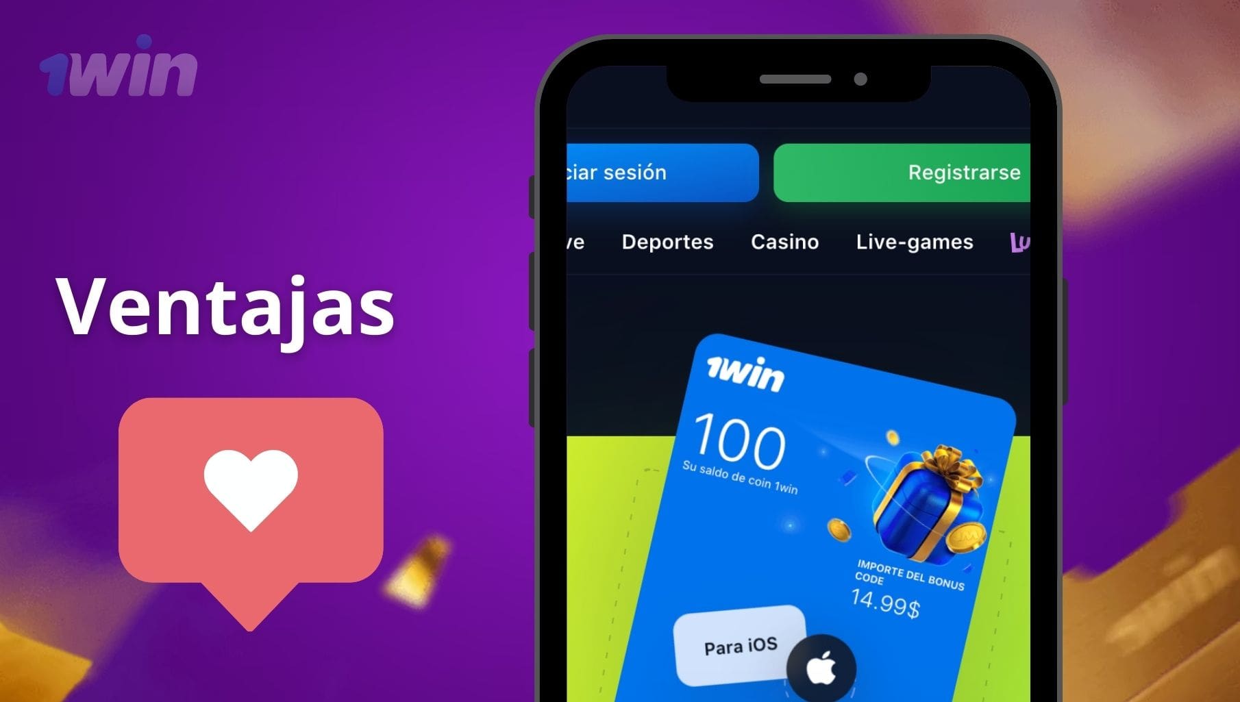 ventajas de la aplicación móvil 1Win Colombia